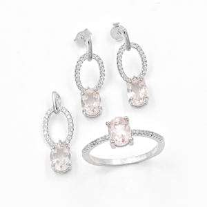 Conjunto de joyería chapada en oro clásico que incluye pendientes de anillo colgantes hechos a mano de Plata de Ley 925 joyería de compromiso para mujer hecha a mano - Product Image 1