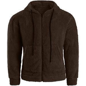 2025 New <b>Mens</b> Casual Wear Solid Long Sleeve Fluffy Fleece <b>Zip</b>-up <b>Cardigan</b> Coat Lined Sherpa Pullover Winter Hoodie For Unisex - Product Image 4