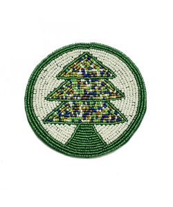 Dessous de verre de conception d'arbre de Noël de perles de rocaille faites à la main pour le thé et le café acceptent le style unique perlé de conception personnalisée - Product Image 3