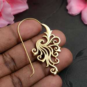 Pendientes de latón de filigrana dorada al por mayor, joyería de declaración Bohemia Vintage, Pendientes colgantes elegantes hechos a mano para mujer - Product Image 6