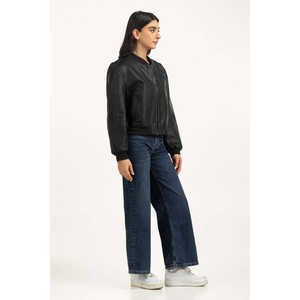 Blouson Bomber Durable pour Femme WM-JKT-WS24-096 Col Montant Logo Personnalisé Doublure Spandex Tissu en Cuir PU Tissé Tailles - Product Image 1