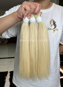 Vente en gros d'extensions de cheveux vierges vietnamiennes non traitées 100% cheveux humains vierges en vrac os mince droit-blond - Product Image 2