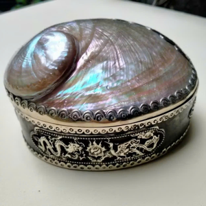 Organizador de Joyas Ovalado de Concha, Estilo Vintage Auténtico, Estuche de Abulón, Recuerdo Significativo para Coleccionistas - Product Image 4