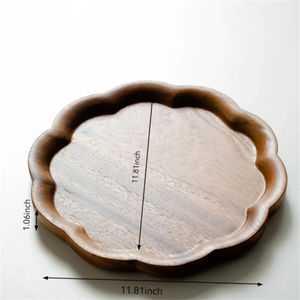 Plateau en bois le plus vendu en gros noyer naturel de haute qualité finition fleur conception acacia nourriture thé plateaux de service de l'inde - Product Image 2