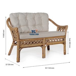 เก้าอี้หวายทำจากธรรมชาติสำหรับสองคนเก้าอี้หวายคุณภาพสูงพร้อมเบาะเฟอร์นิเจอร์รับประทานอาหารในห้องนั่งเล่น - Product Image 2