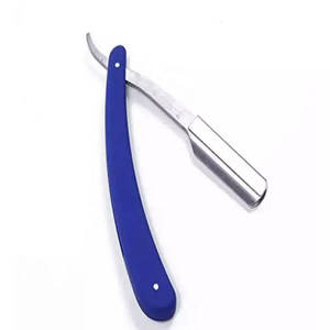 Navajas de Afeitar de Acero Recto para Barbería, Plegables, Azules, para Eliminar el Vello Facial y Corporal - Product Image 1