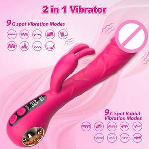 Groothandel 50dB Stille Kunstpenis Dildo - Rabbit Vibrator met Digitaal Display 9 Snelheden G-Spot Dubbele Stimulatie AV <span class=keywords><strong>Massager</strong></span> - Product Image 3