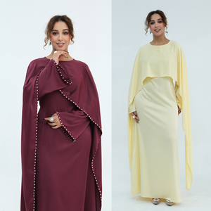 Robe Abaya Loriya 2026 ornée de perles, robe kaftan de luxe à manches cape, robe maxi en satin élégante et modeste, robe musulmane <span class=keywords><strong>pour</strong></span> femmes - Product Image 2