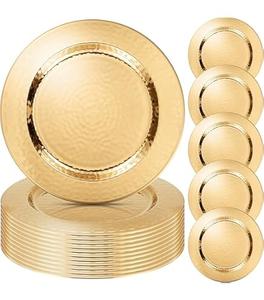 Placa de cargador de acero inoxidable ecológica de 100 piezas, acabado dorado, experiencia gastronómica de lujo para uso doméstico y hotelero - Product Image 1