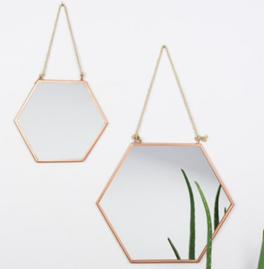 Geometric Copper <b>Mirror</b> Home Decor Round Macrame <b>Hanging</b> Wall Decorative <b>Mirror</b> With Boho Fringe - Product Image 1
