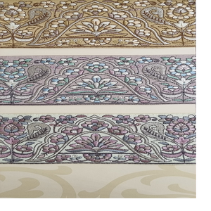 Fait sur mesure dans le travail de miroir dans la conception géométrique brodée de deux manières de couleur dans la largeur de 2 pouces pour les vêtements exclusifs. - Product Image 6