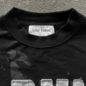 Vintage Distressed Washed Thick Cotton T Shirts Men Customized Screen Printing Logo Double Layer Long Sleeve Rhinestone T-Shirt - Product Image 3