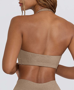 Soutien-gorge de sport léger en spandex sans couture respirant à col halter pour femmes grandes tailles avec logo frontal pour la course et les vêtements de sport - Product Image 2