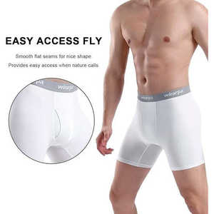 Men's Open <b>Fly</b> <b>Boxer</b> Briefs Knitted Cotton Underwear with High-Rise Tagless Regular Leg 4 Pack Anti-Bacterial Breathable - Product Image 3