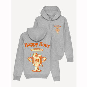 Hoodie เสื้อยืดสีเทาเฮเทอร์มีฮู้ด Happy Hour - Product Image 1