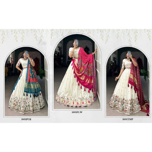 FashionHarbour Bulk Bollywood Style Khadi Cotton Lehenga Choli con Zari Dupatta para bodas y bailes de otoño - Product Image 2