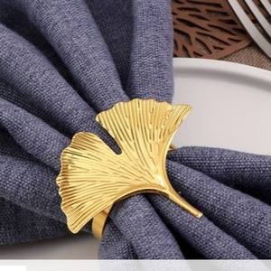 Porte-serviettes en acier inoxydable de luxe élégant en forme de feuille de ginkgo dorée pour la décoration de table à manger moderne et luxueuse - Product Image 6