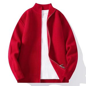 Suéter Cárdigan de Punto para Hombre, Estilo 2025, Cierre de Cremallera, Color Puro, Cuello Alto, Moda Coreana, Otoño Invierno - Product Image 3