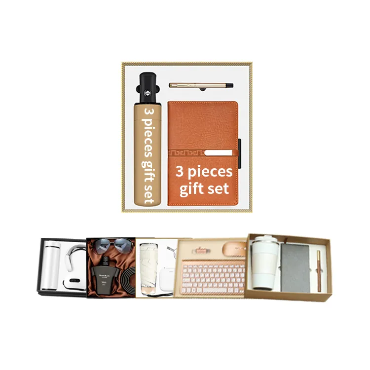 Kunden spezifische 3-teilige Geschenk box 3 in 1 Notebook und Pen Business Geschenkset für Unternehmen