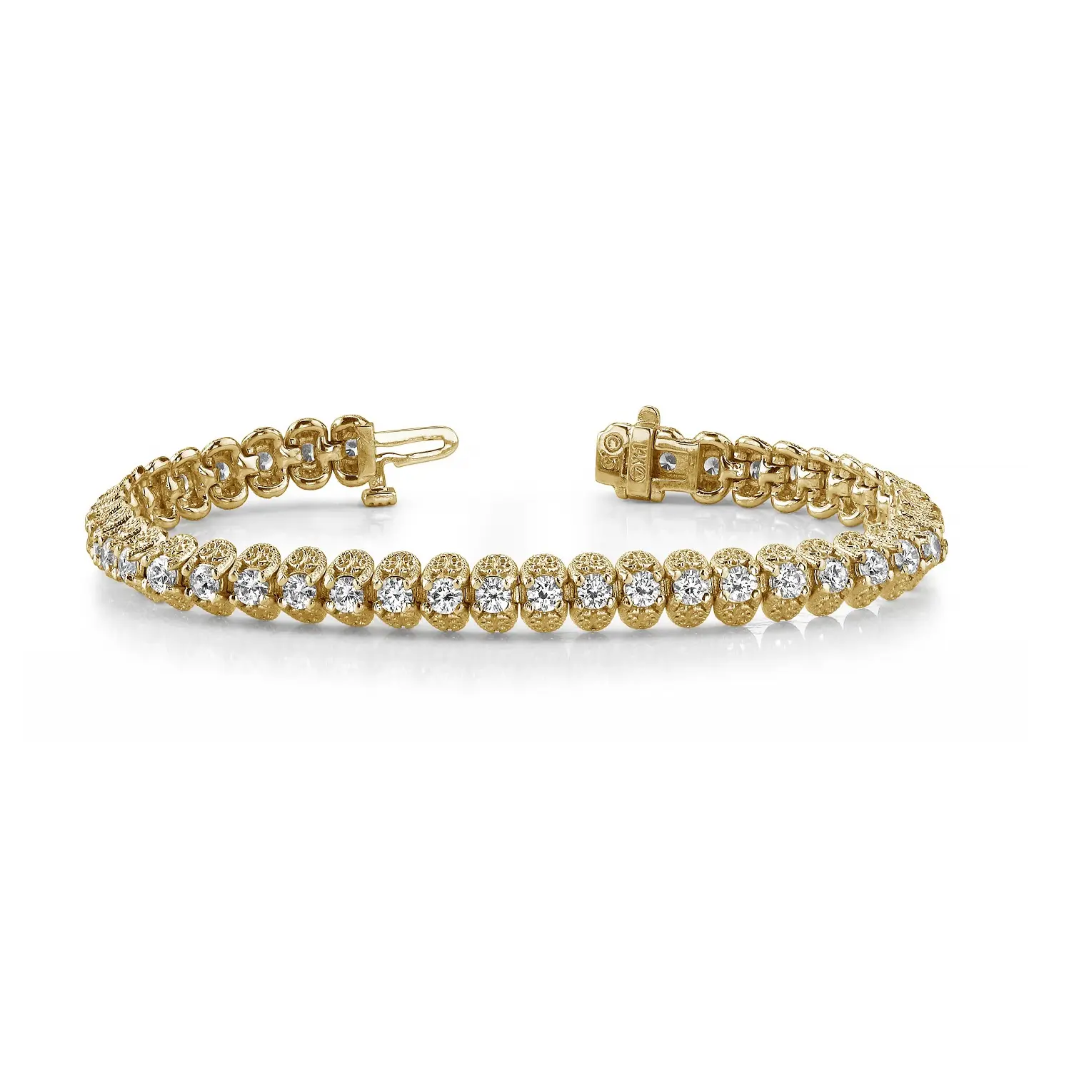 New Collection Filigree Diamond Tennis Bracelet for Pretty Girls Wedding Wear Tennis Bracelet with 18 Kt Real Gold