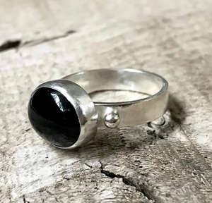925 Sterling <b>Silver</b> Minimalist <b>Handmade</b> Ring with Natural Black Onyx Perfect December Birthstone Wedding Party Gift - Product Image 4