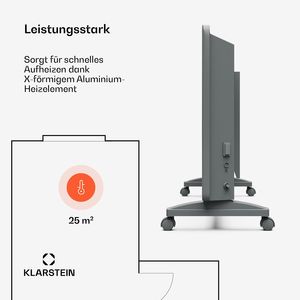 Chauffage électrique intelligent à convection 2500W mural portable avec minuterie 7 jours IP24 pour pièces jusqu'à 25 m² 8,4 kg Gris - Product Image 3