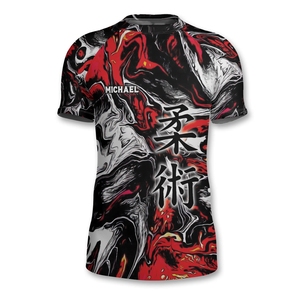 Camiseta Rashguard de manga corta con estampado personalizado, compresión transpirable, UPF 50 +, bloqueador solar Ideal para MMA BJJ y entrenamiento físico - Product Image 2