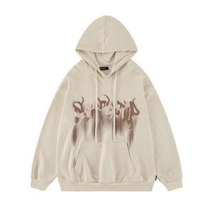 เสื้อฮู้ดดี้ผู้ชายคุณภาพสูง ทรงครอป ผ้าฝ้าย 100% ล้างสีแบบแอซิดวอช พิมพ์ลายดิจิตอล/ซิลค์สกรีน สำหรับฤดูหนาว - Product Image 4