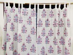 Luxury Modern Hand Block Printed Cotton Wave Curtains Beautiful Handmade Valances Lightweight Solid Pattern Full <b>Light</b> Shading - Product Image 2