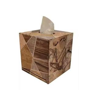 Boîte à mouchoirs décorative en bois imprimée à cycle unique Conception étonnante Serviette écologique Tenant des fournitures commerciales en vrac - Product Image 1
