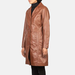 Manteau en cuir véritable Alexis Brown, coupe courte, simple boutonnage, coupe-vent, imperméable, imprimé, tissé, à capuche, boutonné, taille XL, pour l'automne - Product Image 2