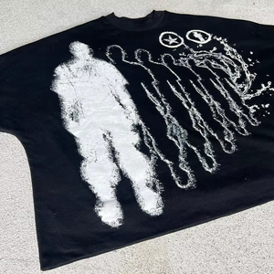 Fabricant T-shirt oversize Boxy à épaules tombantes Cartoon Pictures T-shirt personnalisé Heavyweight Distressed Cropped Boxy Fit Tshirt - Product Image 3