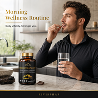 Kapsul Vegan Organik Shilajit Himalaya, Penambah Energi Murni & Pendukung Imunitas 600mg untuk Pria Wanita Dewasa
