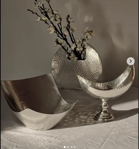 Floral Engraved Silver Metal <b>Chocolate</b> Bowl For Elegant Dining Table Decor <b>Wedding</b> Party Display And Festive Candy Presentation - Product Image 5