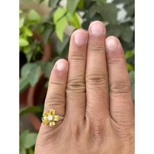 Bague Florale Romantique en Argent 925 avec Saphir Jaune, Or Rose et Rhodium, Pierres Précieuses Naturelles Incrustées, Bague de Fiançailles Éternité Tendance - Product Image 4
