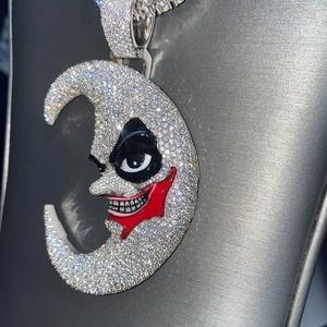 Por encargo sólido 925 plata esterlina Iced Out púrpura diamante simulado Hip Hop diablo cara colgante moda colgantes encantos - Product Image 3