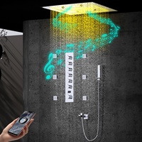 Ensemble de système de douche à affichage numérique intégré 24 pouces douche intelligente en acier inoxydable LED musique pluie pommeaux de douche robinets de salle de bain