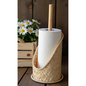 ที่ใส่กระดาษเช็ดมือในครัวทำจากไม้ไผ่ธรรมชาติทอมือ / ที่จัดระเบียบม้วนกระดาษทิชชูที่เป็นมิตรกับสิ่งแวดล้อมสำหรับตกแต่งเคาน์เตอร์ - Product Image 1
