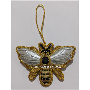 ผ้าปักสีทองรูปผีเสื้อ zari ประดับด้วยลูกปัดใช้ตกแต่งเทศกาลคริสต์มาส - Product Image 1