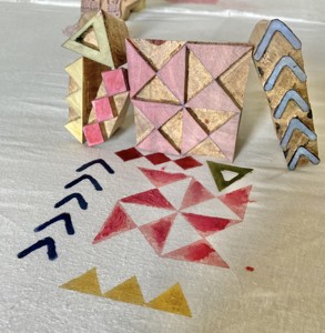 Bloc d'impression en bois géométrique, bloc d'impression en bois sculpté à la main, tampons en bois indiens pour tissu, argile - Product Image 1