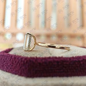 แหวนเพชรโมอิสฮาโลเจนแบบซ่อนสีมรกต CTW 1.50สำหรับผู้หญิง/สีเงิน VVS มีความชัดเจนเหมาะกับงานแต่งงานแหวนเพชรโมอิส - Product Image 3