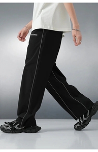 Trending Unisex Reflective Stripped Track Pants Designer Style <b>Loose</b> Fit Street Style Baggy <b>Trousers</b> <b>for</b> <b>Men</b> Custom Design Pant - Product Image 6