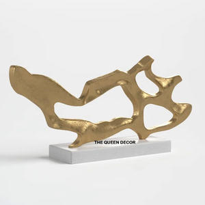 Top Dernières Aluminium Métal Marbre Base Forme Unique Plaqué Or Sculpture Décorative Ornements Uniques Pour La Maison - Product Image 1