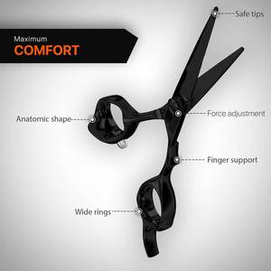 Tijeras de peluquero con mango de plástico afilado recto de acero inoxidable de alta calidad, tijeras ergonómicas para cortar el cabello para Peluqueros - Product Image 4