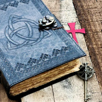 Carnet de notes Triquetra en cuir véritable fait main, livre de sorts classique imprimé, carnet de croquis de voyage pour hommes et femmes, motif cercle, Fête des Mères