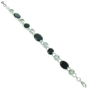 925 Silver Tennis <b>Bracelet</b> for Women with <b>Black</b> <b>Onyx</b> & CZ Rhodium Plated 18K Gold Diamond & Pearl Religious Style Gift Jewelry - Product Image 3
