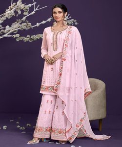 Salwar-vestido de seda para mujer, vestido de material con dupatta, ropa de fiesta, boda, India, bollwood - Product Image 4