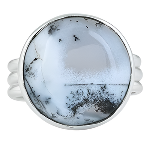 925 Sterling Silver Gemstone Ring Unisex Fancy Fashionable Silver Plated Party <b>Gift</b> Ring Dendrite <b>Opal</b> Bezel Setting Classic - Product Image 5