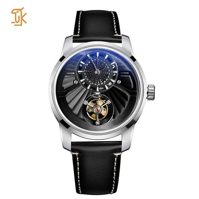 Wholesale High-End Automatic Mechanical Watch for Men unique Skeleton Matte Black Luxury Customized Power Reserve No Brand Logo