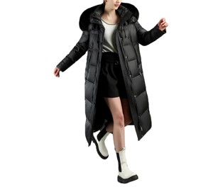 Custom Women's <b>Parka</b> <b>Jacket</b> Long Loose Thin Puffer Coat with Detachable Hood Canvas Nylon Eco-Friendly <b>Waterproof</b> - Product Image 6